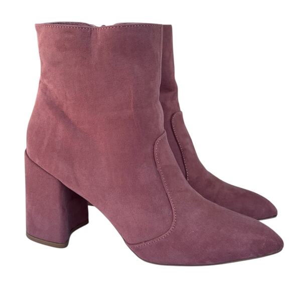 Charlotte Russe Mauve Suede Ankle Boots Size 8 Heeled Bootie - Picture 2 of 10